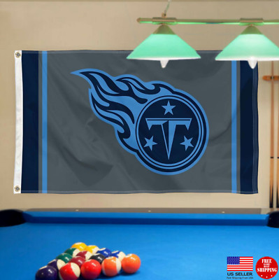 TENNESSEE TITANS FLAG 3'X5' LOGO 3X5 BANNER NEW MAN CAVE FLAGS GREY TITAN UP.