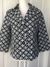 Pre-Owned Women s Rafaella Navy Blue/White 3/4 Sleeve Blazer/Jacket Sz:M