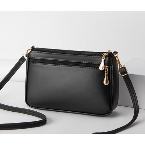 Zipper Shoulder Bag PU Leather Thread Small Purse New Crossbody Bag Women - Picture 3 of 18