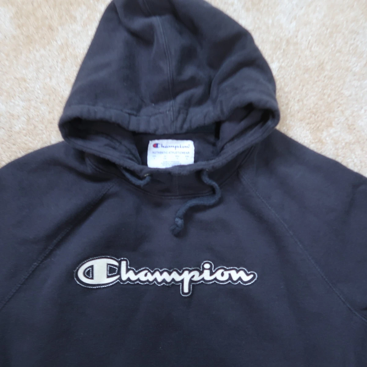 Champion Hoodie Long Sleeve Hooded Sweatshirt Men s M Black