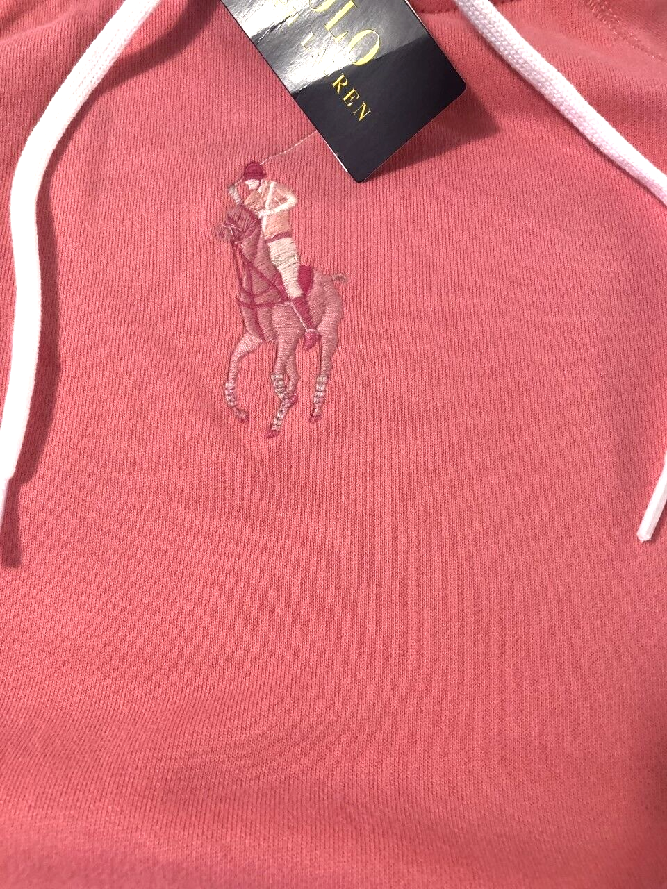 Polo Ralph Lauren Donna TG XS Big Pink Pony Felpa con Cappuccio Edizione Limitata Cancer Love