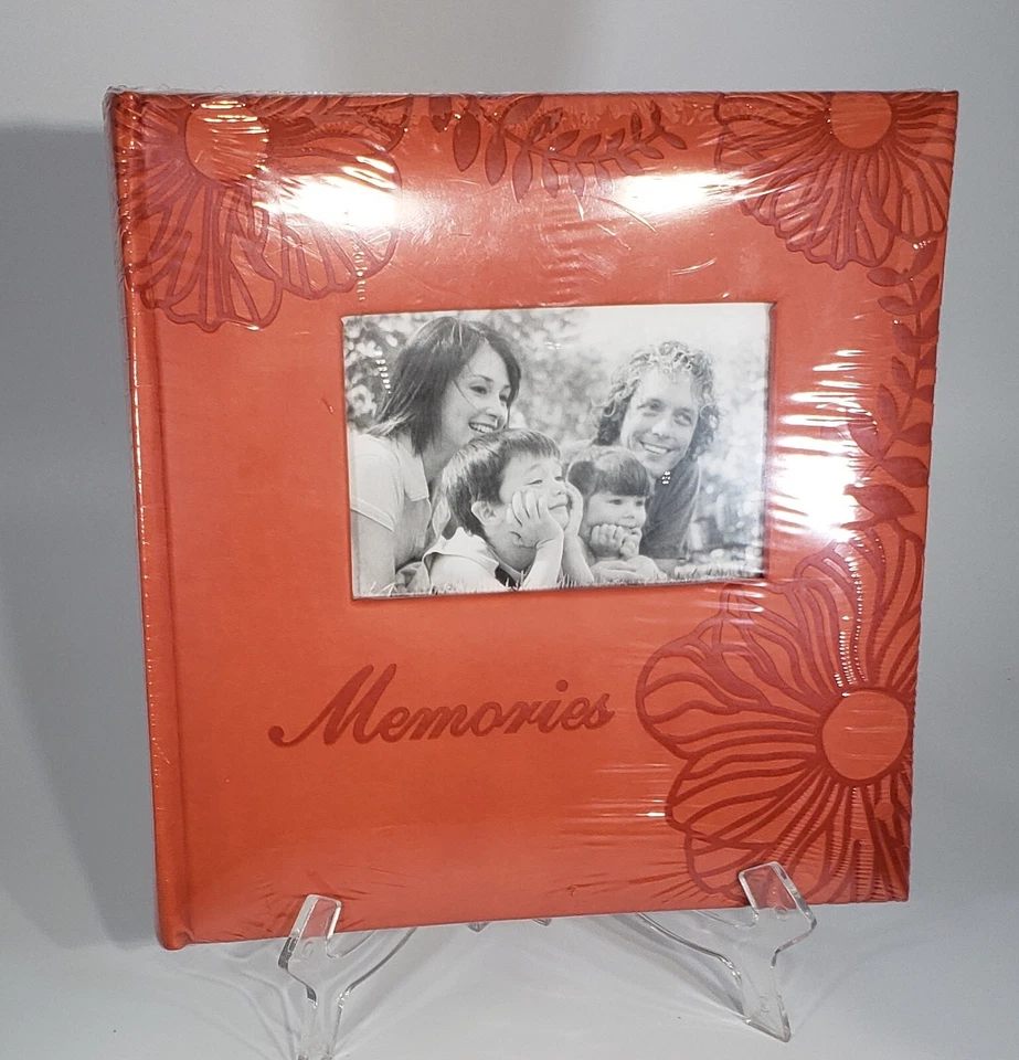 Álbum de fotos Memories 9 x 9 imitación cuero floral sellado sin cordones naranja Foto 2 de 4