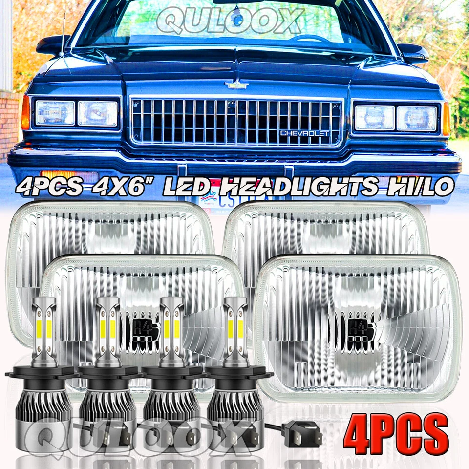 4PC 4x6" Inch LED Headlight For Chevrolet V10 V20 V30 R10 R20 Suburban 1987 1988 Foto 3 de 4