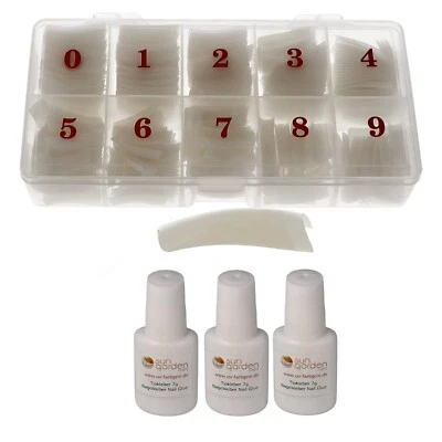 SUN GARDEN NAILS Tipbox mit 500 A-Tips inkl. 3x 7g Tipkleber - Nail Tips-Tip Kleber- Nagelkleber