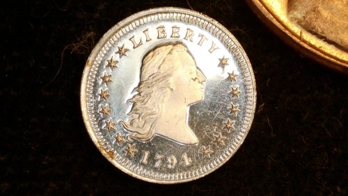 MINIATURE COIN 1794 FLOWING HAIR DOLLAR PROOF LIKE STERLING SILVER