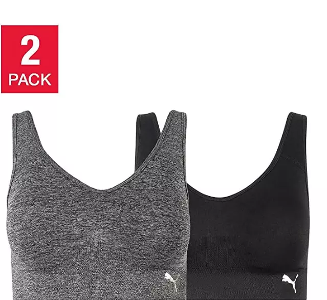 PUMA Seamless Sports Bra Womens black-gray 2-pack Size XL