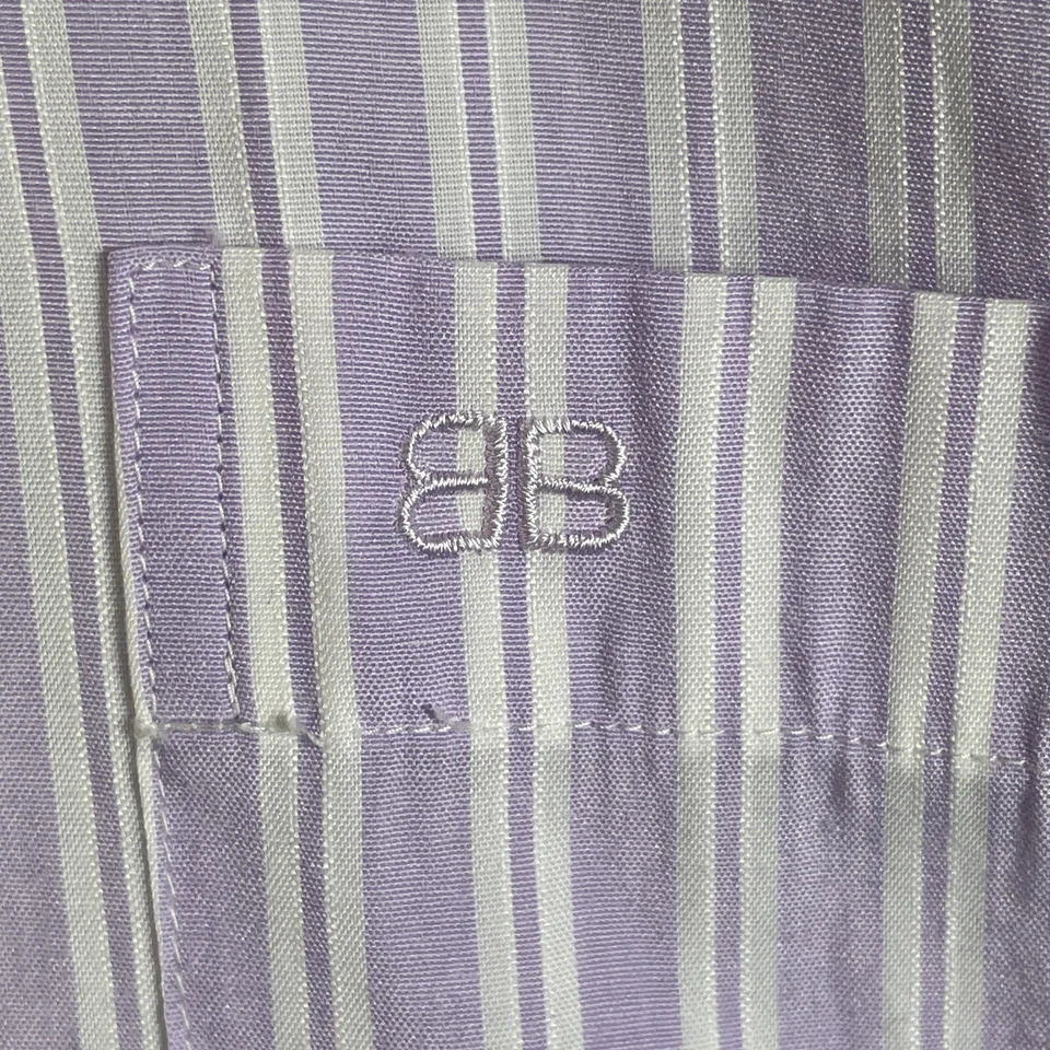 Auténtica Camisa Balenciaga Para Hombre Talla 110/42 XL Rayas Púrpura Manga Corta París Foto 3 de 4