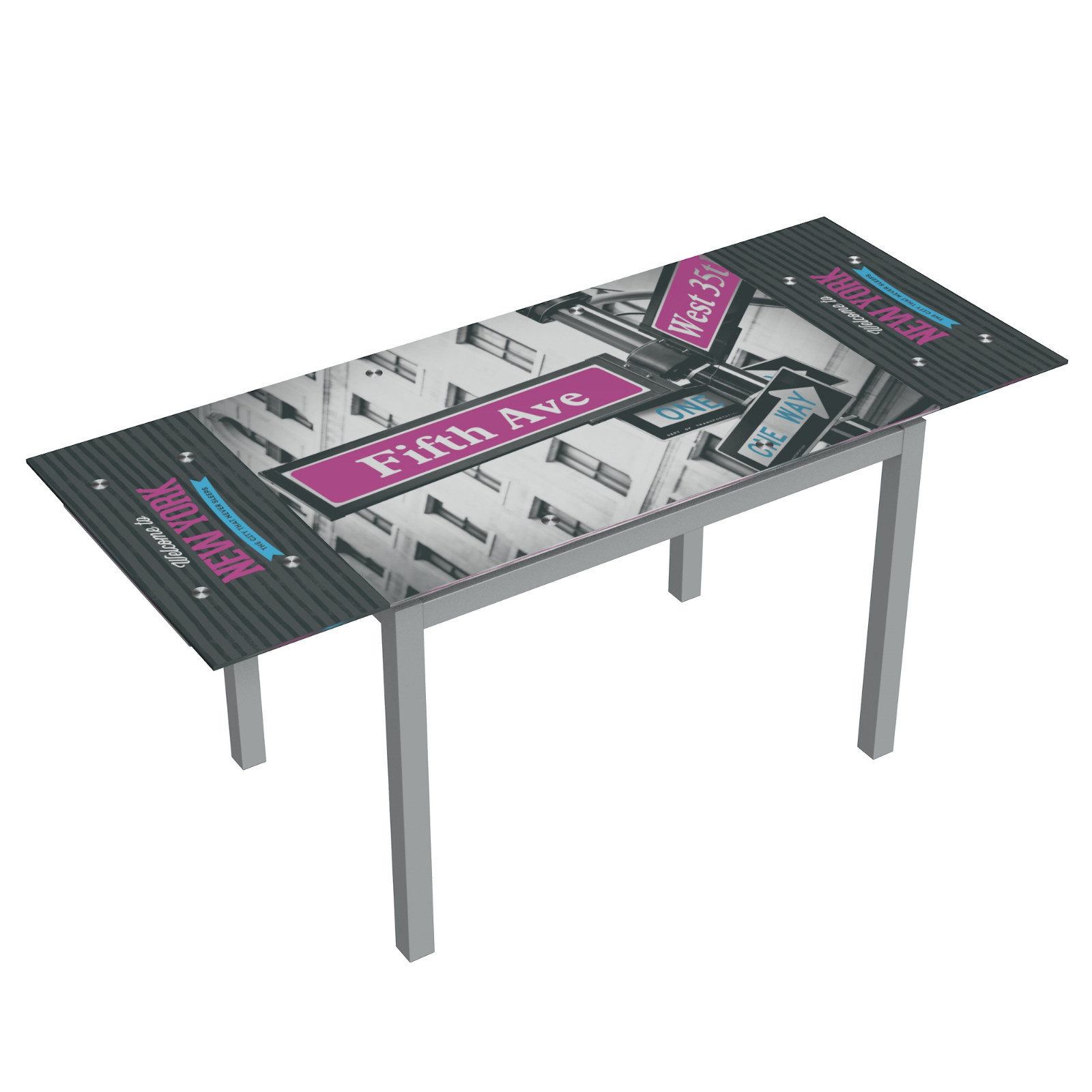Mesa de cocina extensible 110x75x70 cm gris con serigrafiado 5ª Avenida