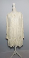 Ophelia Roe Off White Peasant Smock Dress Keyhole Tie Neck Women's Size 2X NWT.