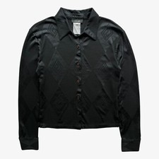 Vintage 90s Women's Versace Classic V2 Embossed Geometric Triangle Print Shirt