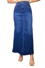 Women's Juniors Long A-Line Stretch Denim Maxi Skirt (229-SKT)
