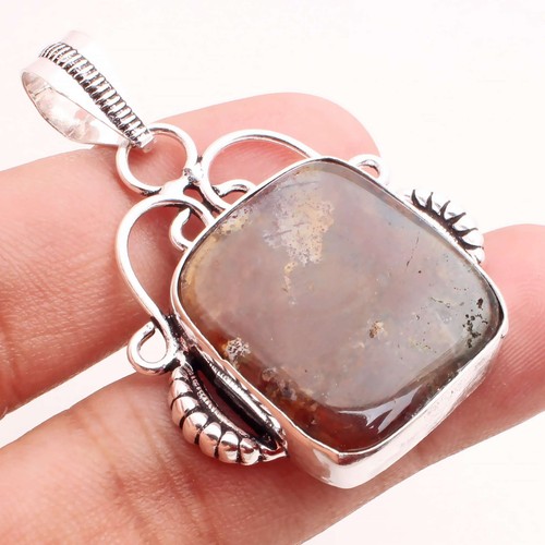Ematite Gemma 925 Ciondolo Placcato Argento Handmade Jewelry Regalo 3.7cm P12244