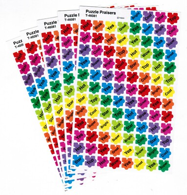 5 Sheets Colorful Mini Puzzle Reward Rainbow 500 Scrapbook Stickers!!