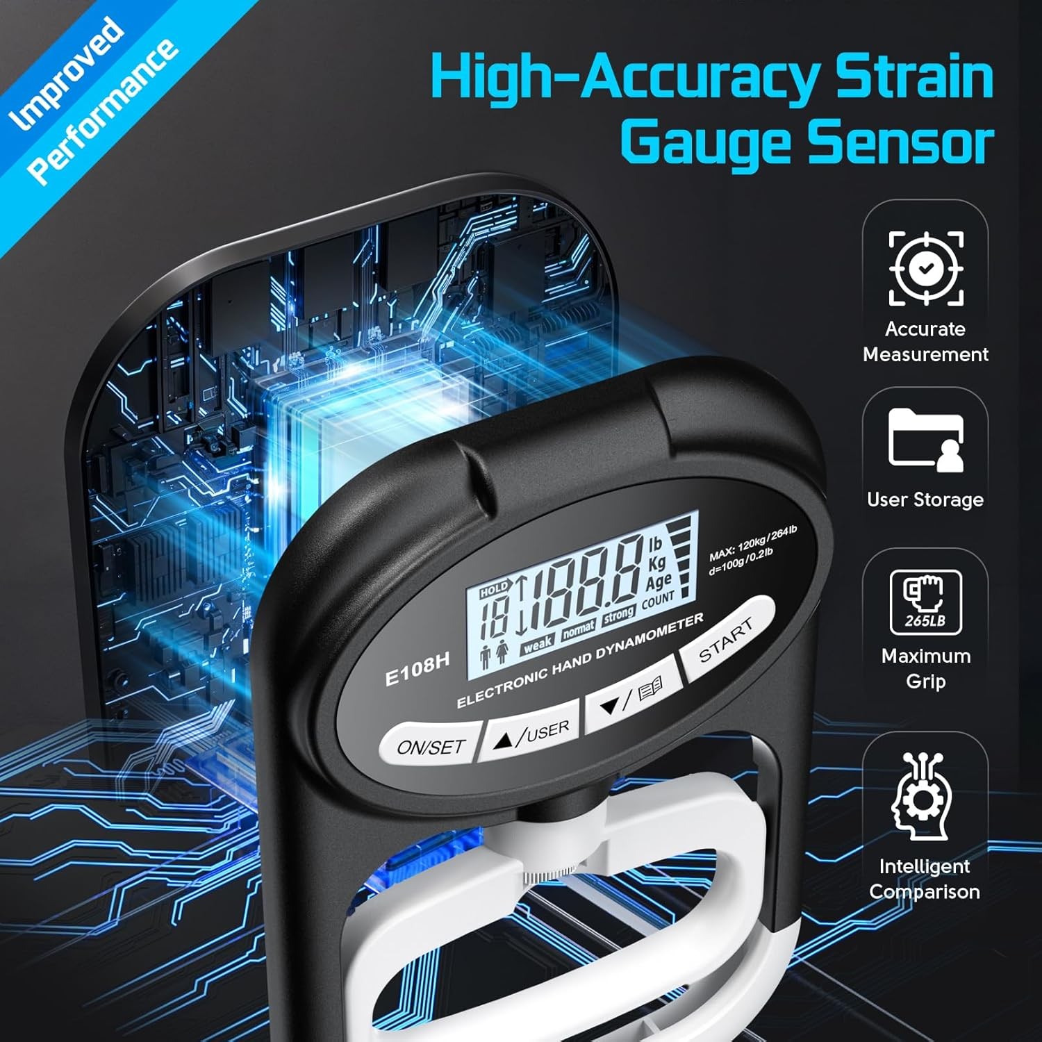 Grip Strength Tester Hand Dynamometer - Grip Strength Trainer Electronic Hand Gr