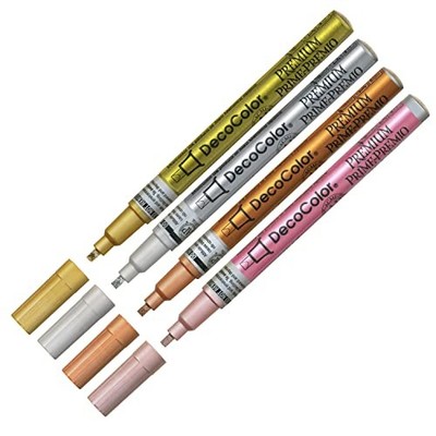 Marvy Deco Color Premium Oil-Based Pigment Markers 4-Color Set Calligraphy