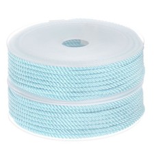 2pcs Twisted Nylon Twine Thread 3mm 7M/23 Feet Braided Nylon String, Light Blue