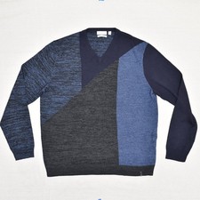 Calvin Klein Men's Pullover Sweatshirt V Neck Merino Wool Multicolor Size XL