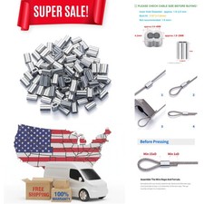 1/16"  1.6mm Aluminum Crimping Loop Sleeve 200PCS, Cable Ferrule Wire Rope Sl...