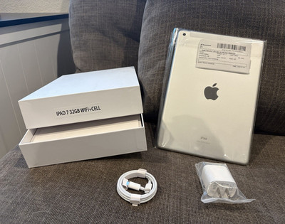 Apple iPad 7th Gen 10.2in 32GB Wi-Fi + Cellular Silver A2198 - Never used!
