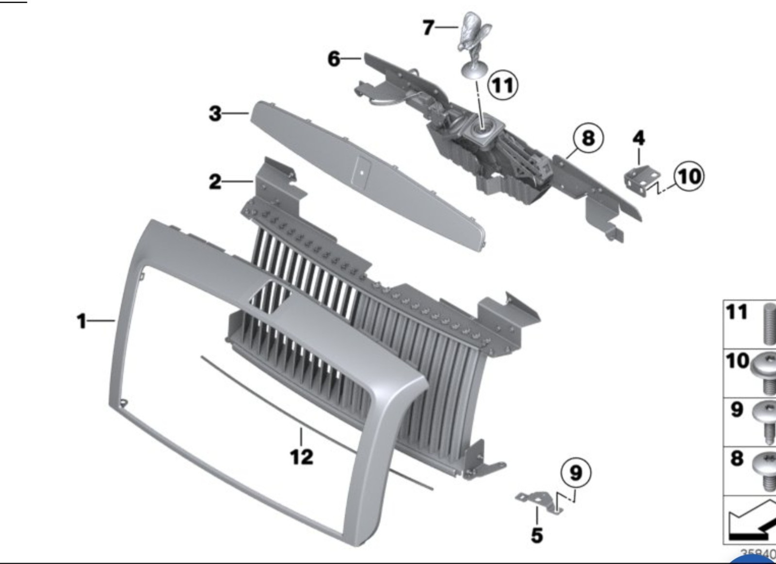  ROLLS ROYCE PHANTOM Front Finisher Upper Grille 51137227828 Genuine #3 DIAGRAM
