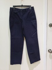 Lands End Womens Navy Blue Chino Pants Straight Leg 100 Cotton Size 6