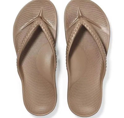 Brown Arch Fit Flip Flops - Great For Plantar Fasciitis -Many Colours- Brand New - Image 1 of 4