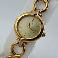 Guess Quartz Watch Women 23mm Gold Tone Chain Bracelet Analog New Battery 6.5"