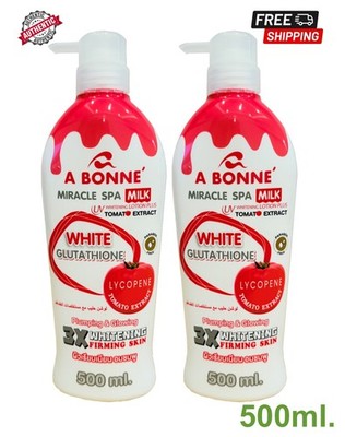 2x A Bonne Miracle Spa Milk UV Whitening Lotion with Tomato Extract 500ml