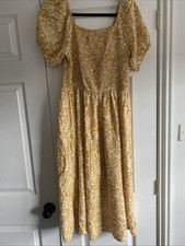 Apricot Yellow Floral Sun Dress Size 14