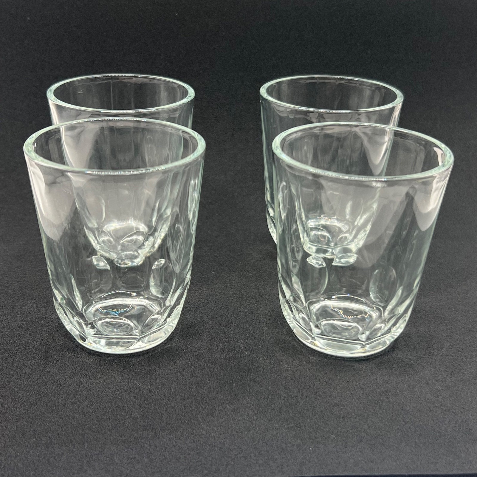 Mid Century Modern Anchor Hocking Thumbprint Juice Glass Tumblers Clear Vintage