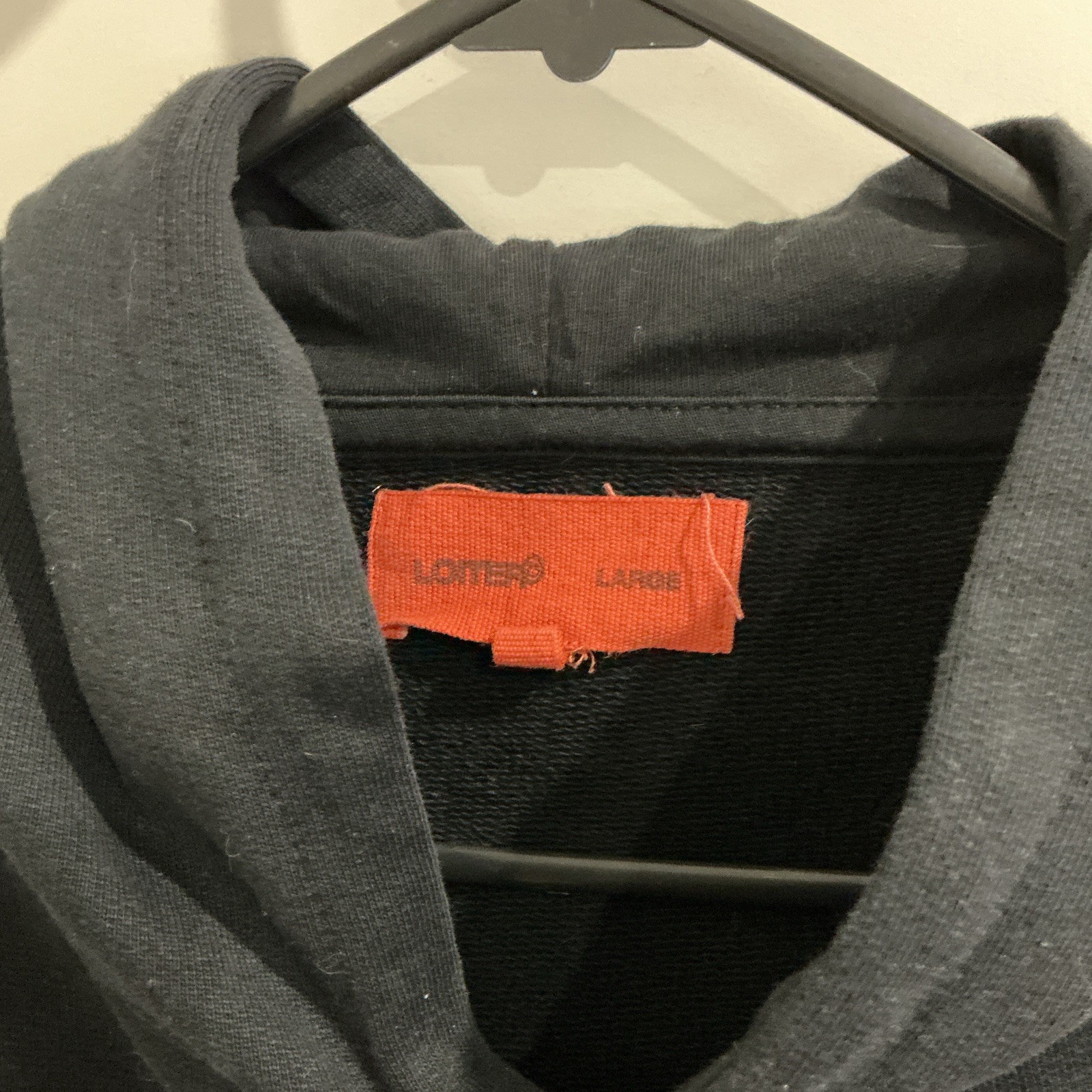 LOITER Black Graphic Print Logo Pullover Hoodie w/ Pockets Size L image 2