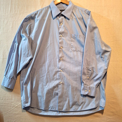 BERGAMO NEW YORK Mens Dress Shirt XL Blue Long Sleeve Classic Button Front