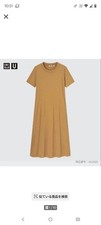 UNIQLO U Airism Cotton A-Line Long Dress Mustard S