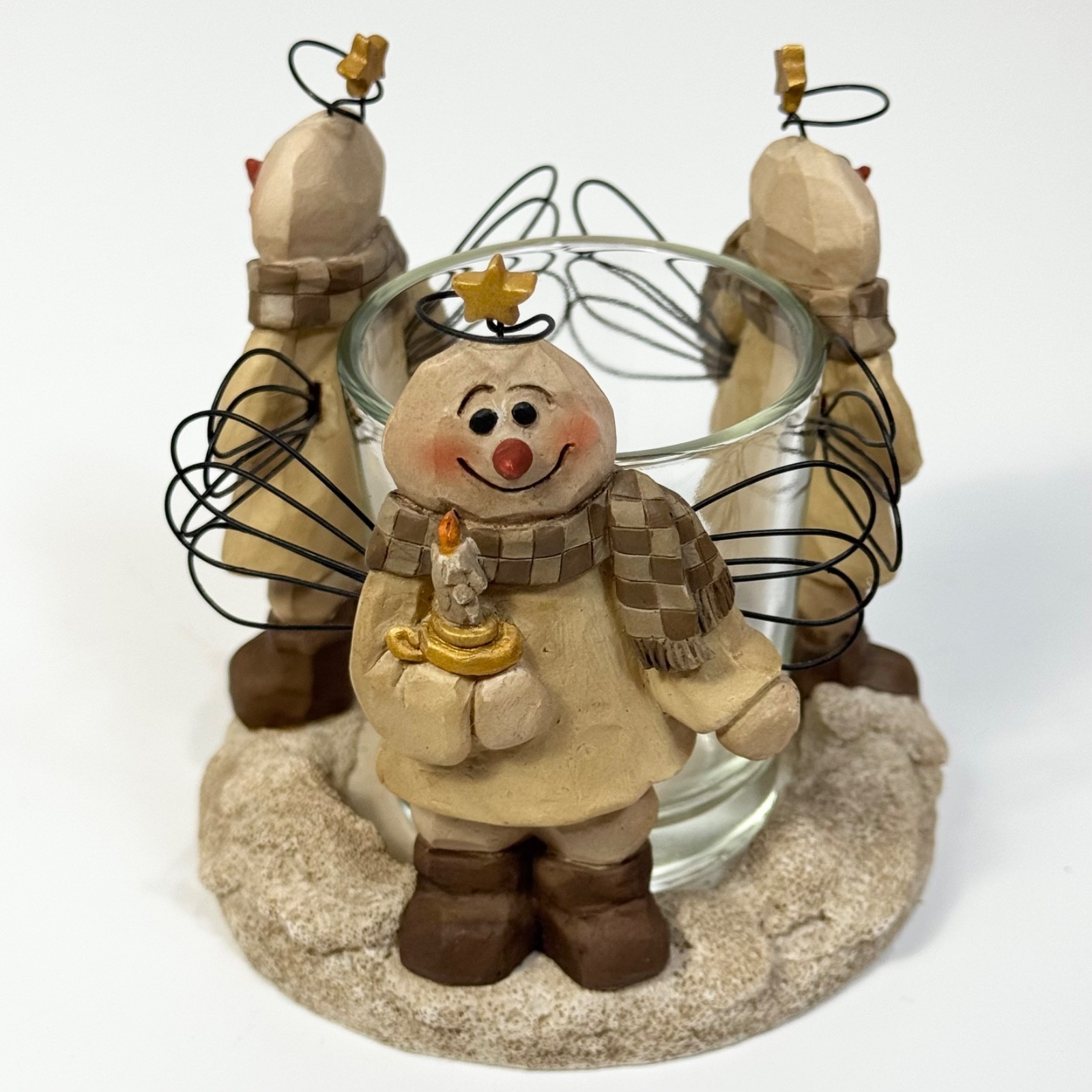 Blossom Bucket Suzi Skoglund Snowman Angel Votive Candle Holder Signed