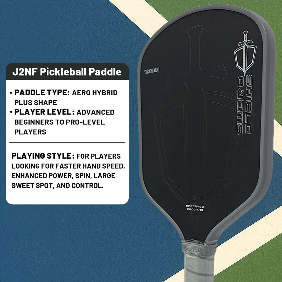 J2NF 16mm Sword & Shield Pickleball Paddle Gen4.5 Multi-Density All-Foam Core - Image 2 of 4