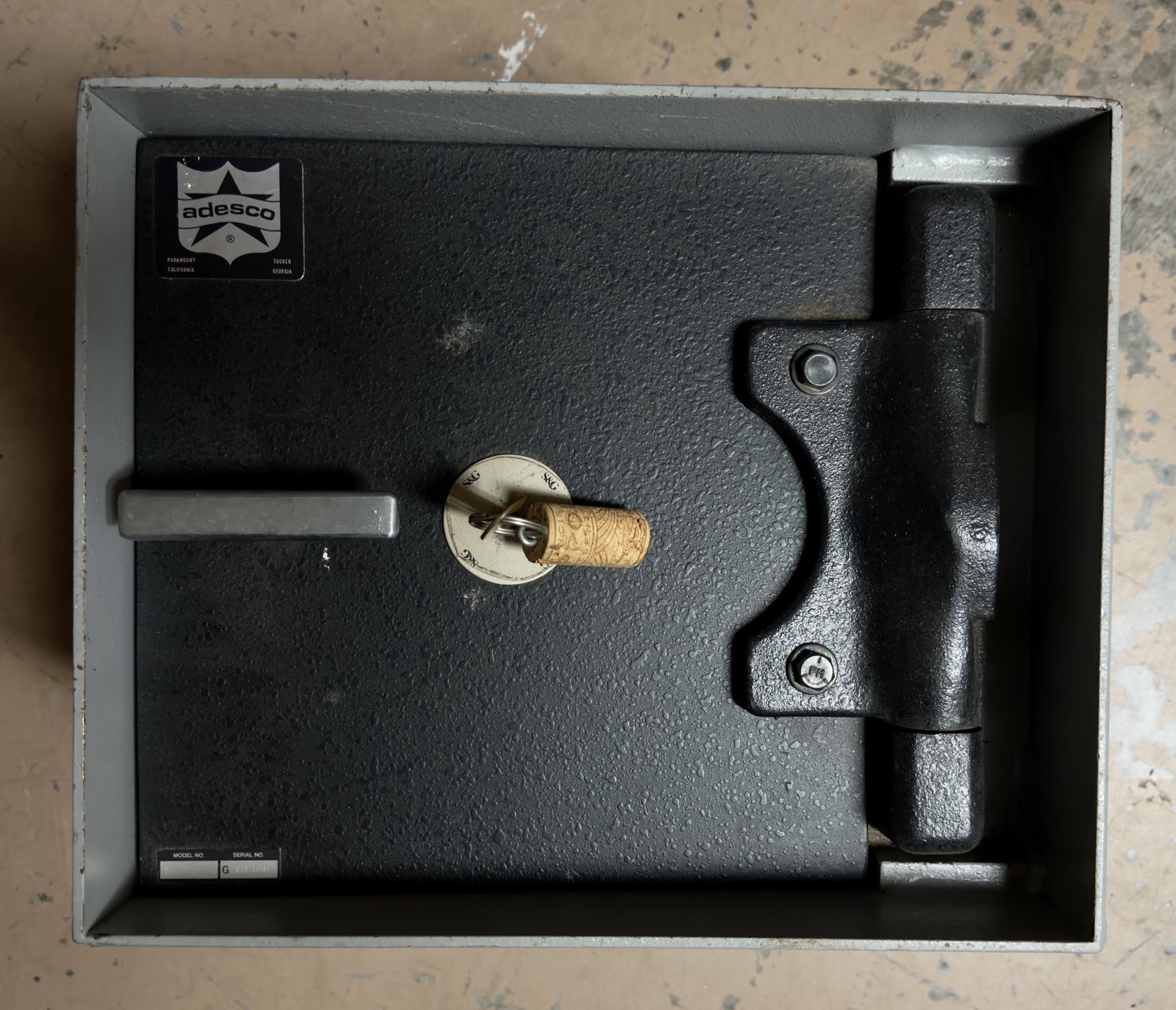 Vintage Adesco Industrial Steel Safe w/ Key USA Heavy Duty Security Lockbox Rare