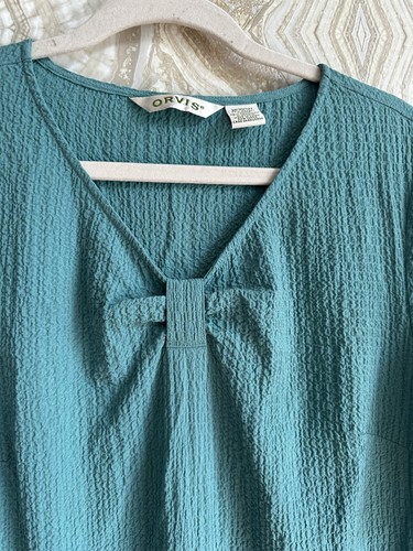 ABITO ORVIS donna M 10-12 Seersucker leggero stropicciato verde linea A - Foto 9 di 12