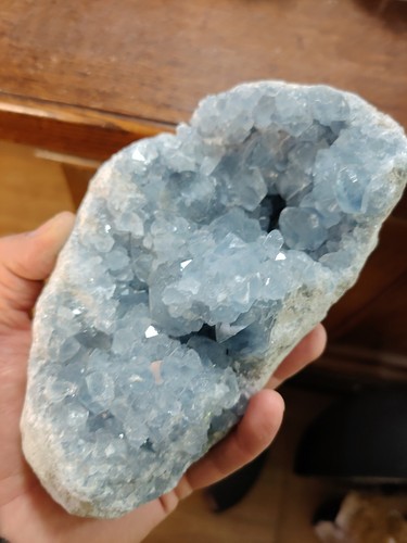 Coelestin Geode 2,68kg 20cm , klarblaue Kristalle Zölestin Druse - Bild 8 von 10