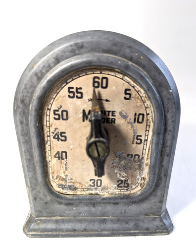 Lux Clock Mfg Co Minute Minder, Metal Kitchen Timer Vintage - WORKS