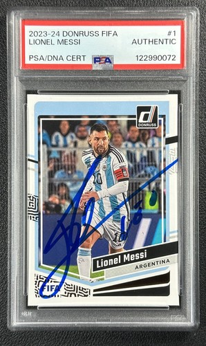 LIONEL MESSI PSA AUTH 2023-24 PANINI DONRUSS #1 DNA AUTOGRAPH AUTO ARGENTINA 072