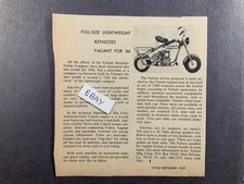1965 Magazine Article. 1965 Valiant Motorcycle. 125cc Clinton Engine. Valuant Mf