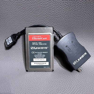 Linksys PCMCIA Ethernet LAN PC Card EC2T 10BaseT/10Base2 Combo Dongle Kit
