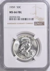 1959 Franklin Half NGC MS66 FBL Brilliant White