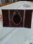 Antique Leather  Folding Standing Miniature Portrait Case (needs some repair )
