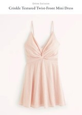Abercrombie & Fitch Crinkle Textured Twist Front Mini Dress - XXS Petite - Pink