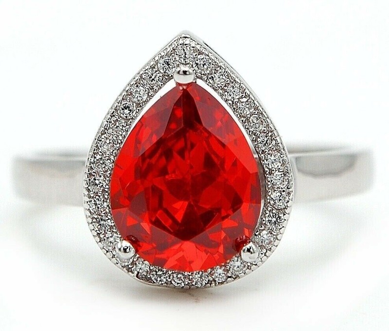 3CT Fire Garnet 925 Sterling Silver Ring Sz 7 &5-5