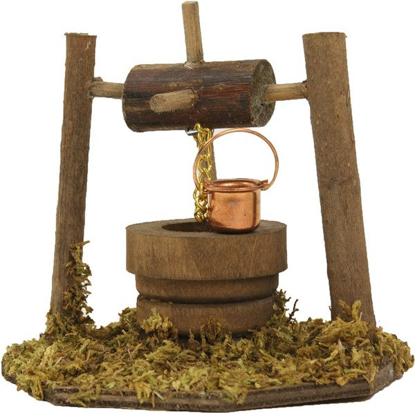 KrippenzubehöR Brunnen Mit Zahnrad, 7,5 Cm, Naturmaterial, Deko-image