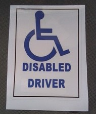 Disabled Driver Blue Sticker - Disabled Vinyl Self Adhesive Car / Van Decal