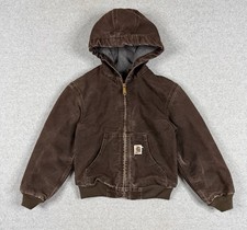 Vintage Kids Carhartt Brown Jacket Workwear Faded Y2K YYJ159 DKB Small 6/7