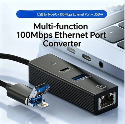 USB 3.0 & USB-C Gigabit RJ45 Ethernet Network Adapter for Mac PC iPhone Android